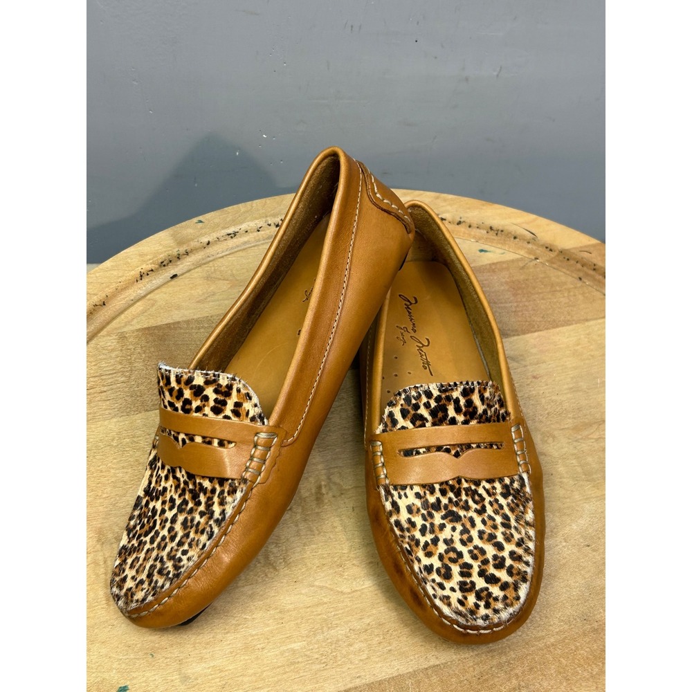 Massimo Matteo Loafers Womens 6 Tan Leopard Calf Hair Penny Driving Shoe